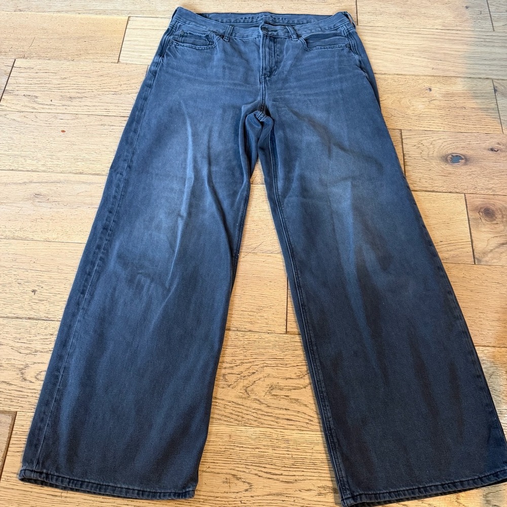 American Eagle Skater Jeans 10 Regular Black Excellent Low Rise Wide Leg (1831)